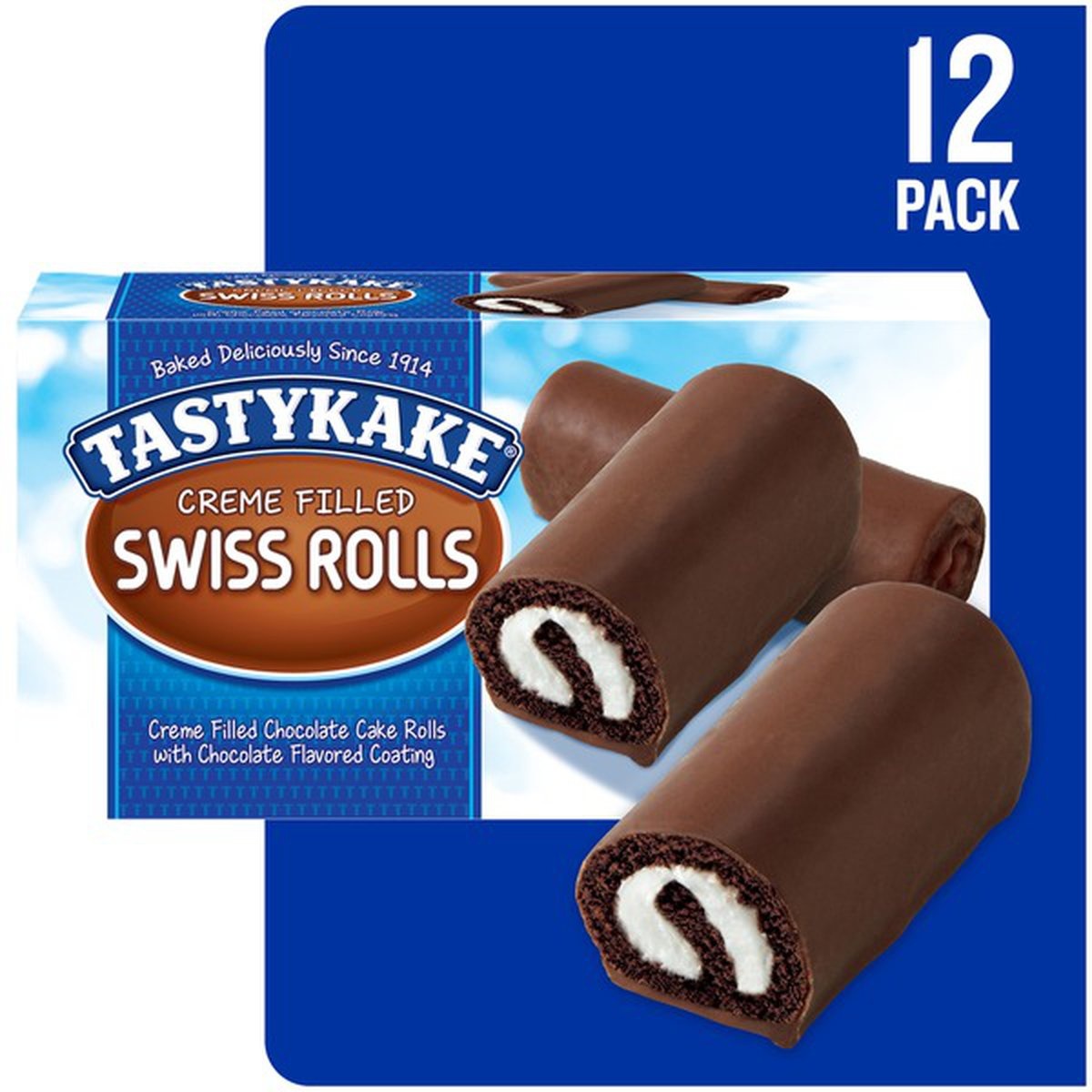 slide 1 of 1, Tastykake Vanilla Cream Filled Chocolate Rolls, 6 ct 2 oz