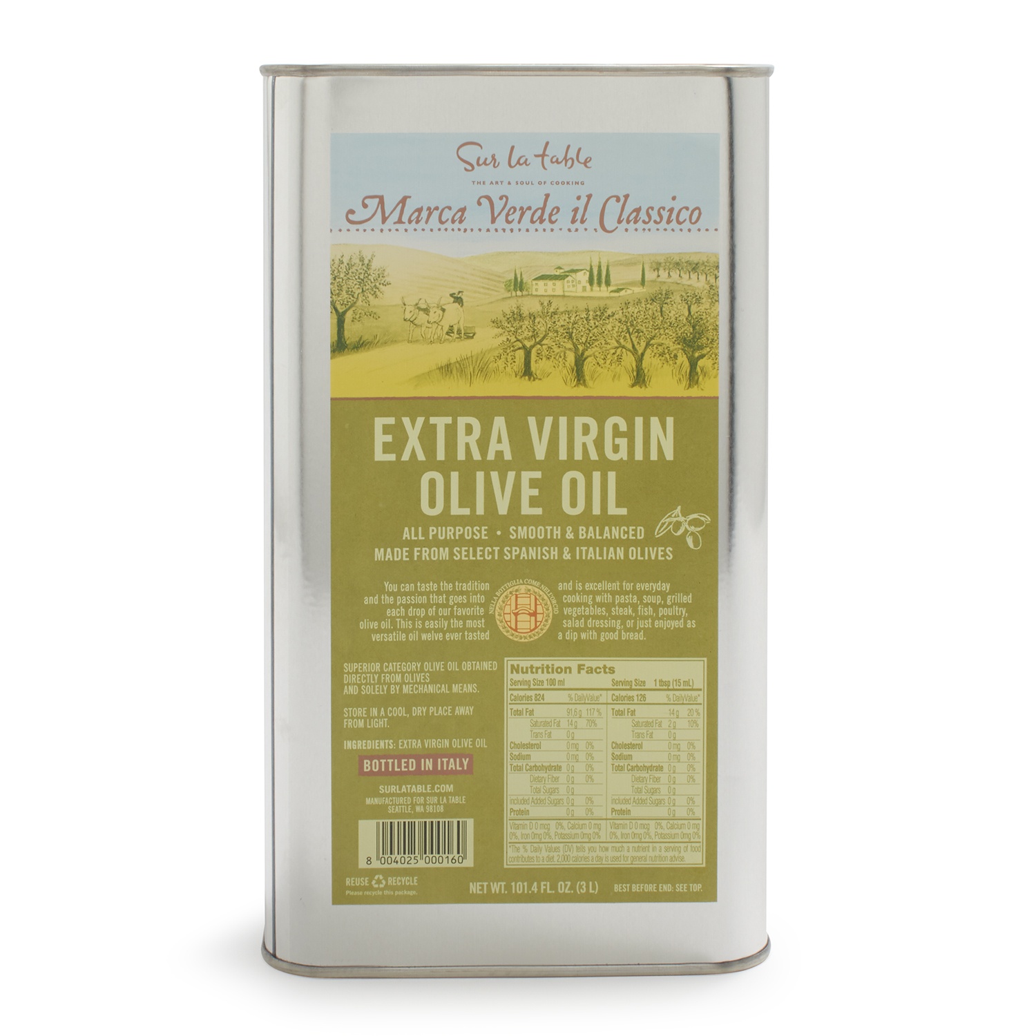 slide 1 of 1, Sur La Table Marca Verde Extra Virgin Olive Oil, 3 liter