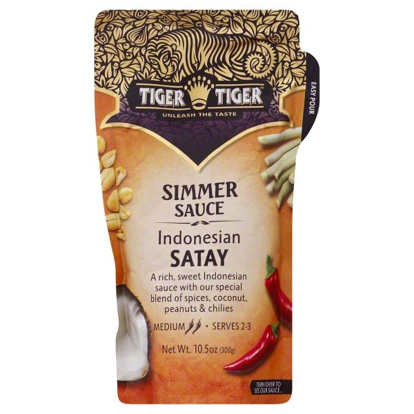 slide 1 of 1, Tiger Tiger Tiger Tig Sauce Simmer Satay, 10.5 oz