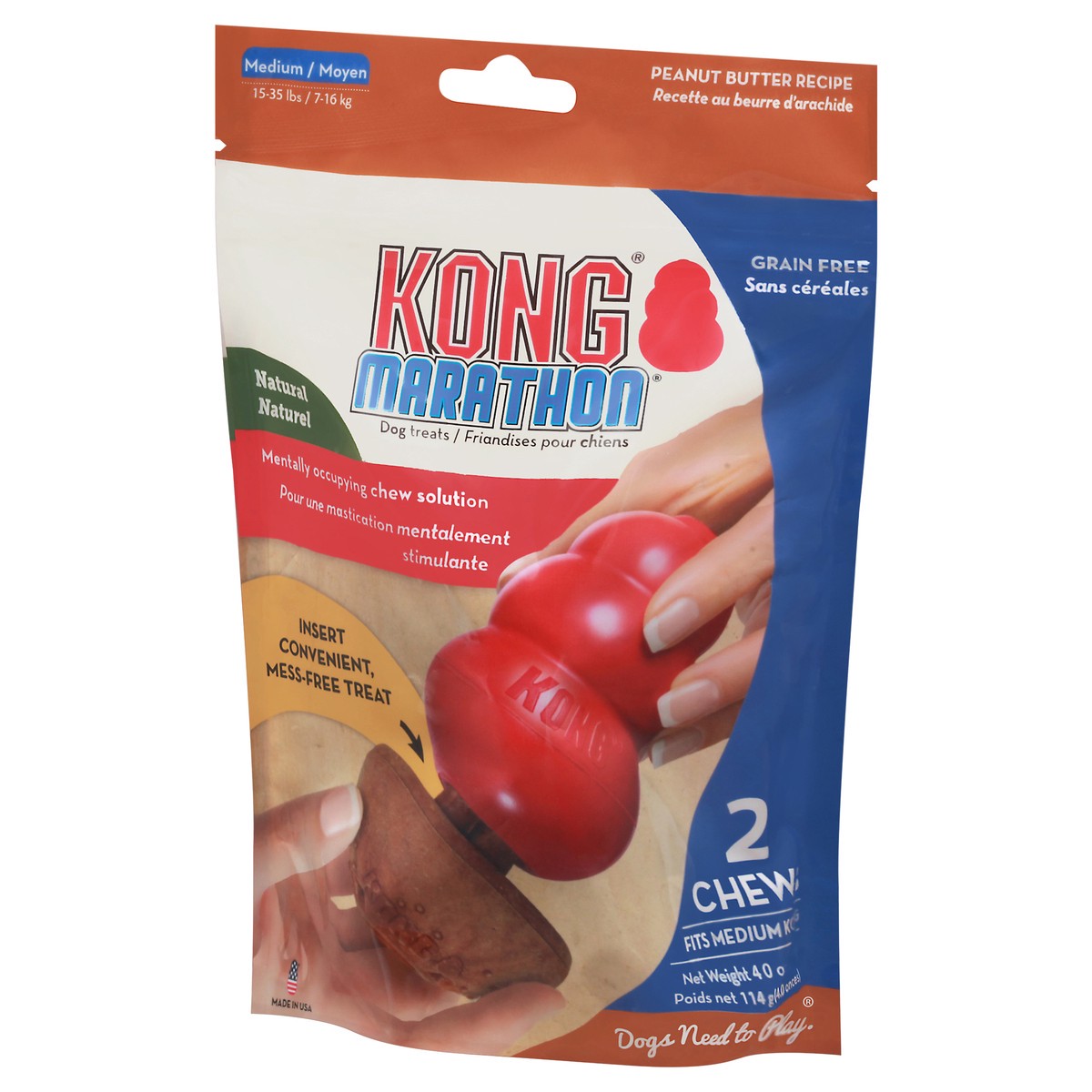 slide 7 of 9, KONG Marathon Medium Peanut Butter Recipe Dog Treats 2 ea, 1 ct