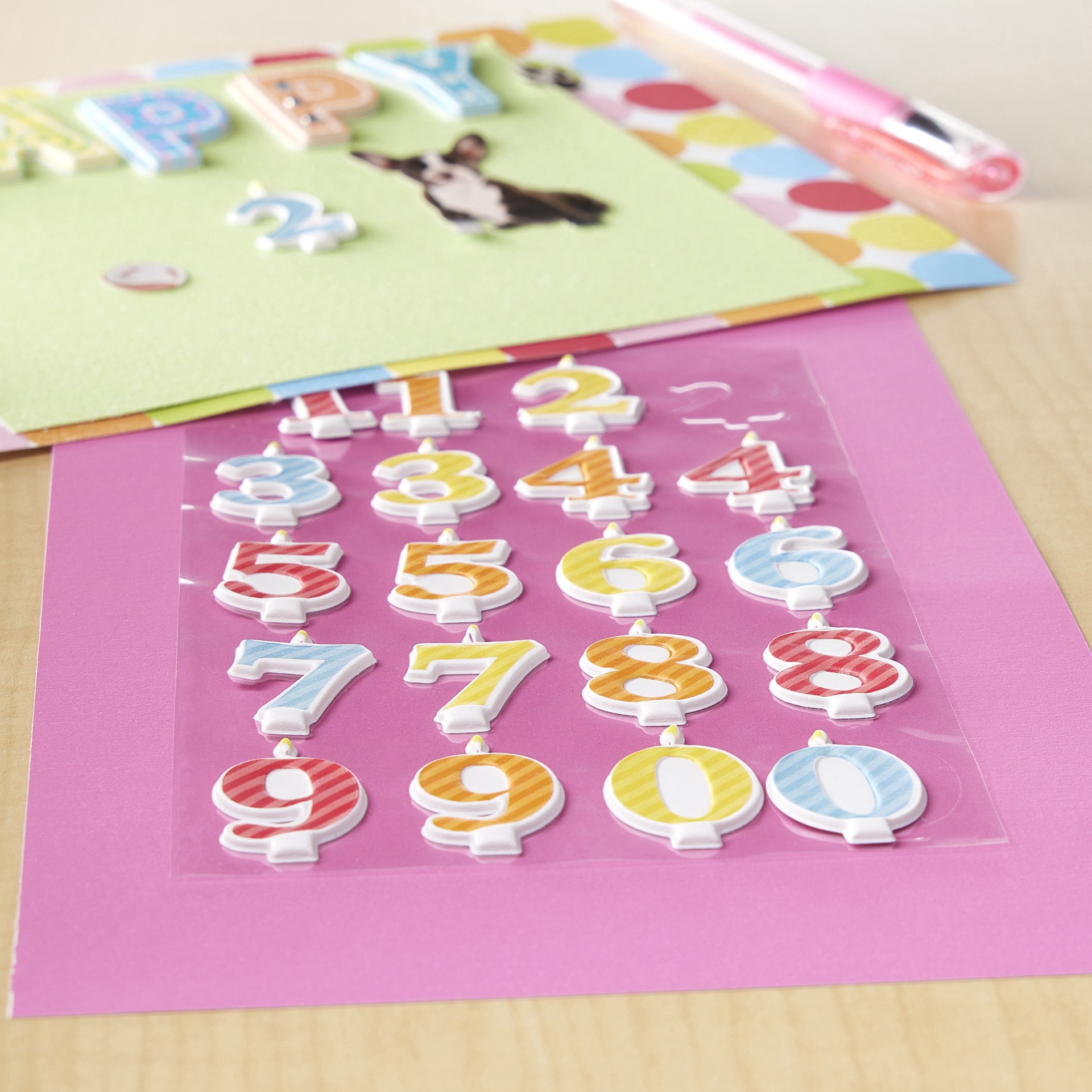 slide 4 of 4, Birthday Number Candle Puffy Stickers By Recollections, 3.875 in x 6.875 in