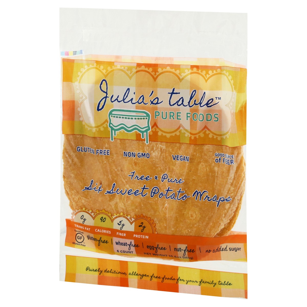 slide 5 of 12, Julia's Table Pure Foods Free & Pure Sweet Potato Wraps 6 ea, 10.6 oz