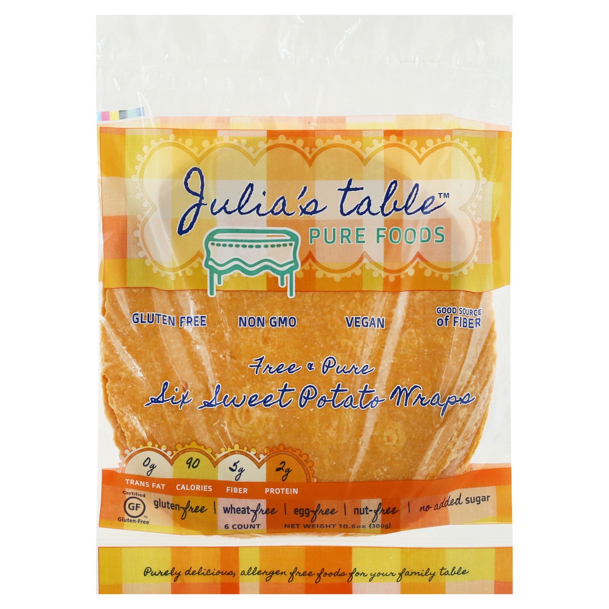 slide 1 of 12, Julia's Table Pure Foods Free & Pure Sweet Potato Wraps 6 ea, 10.6 oz