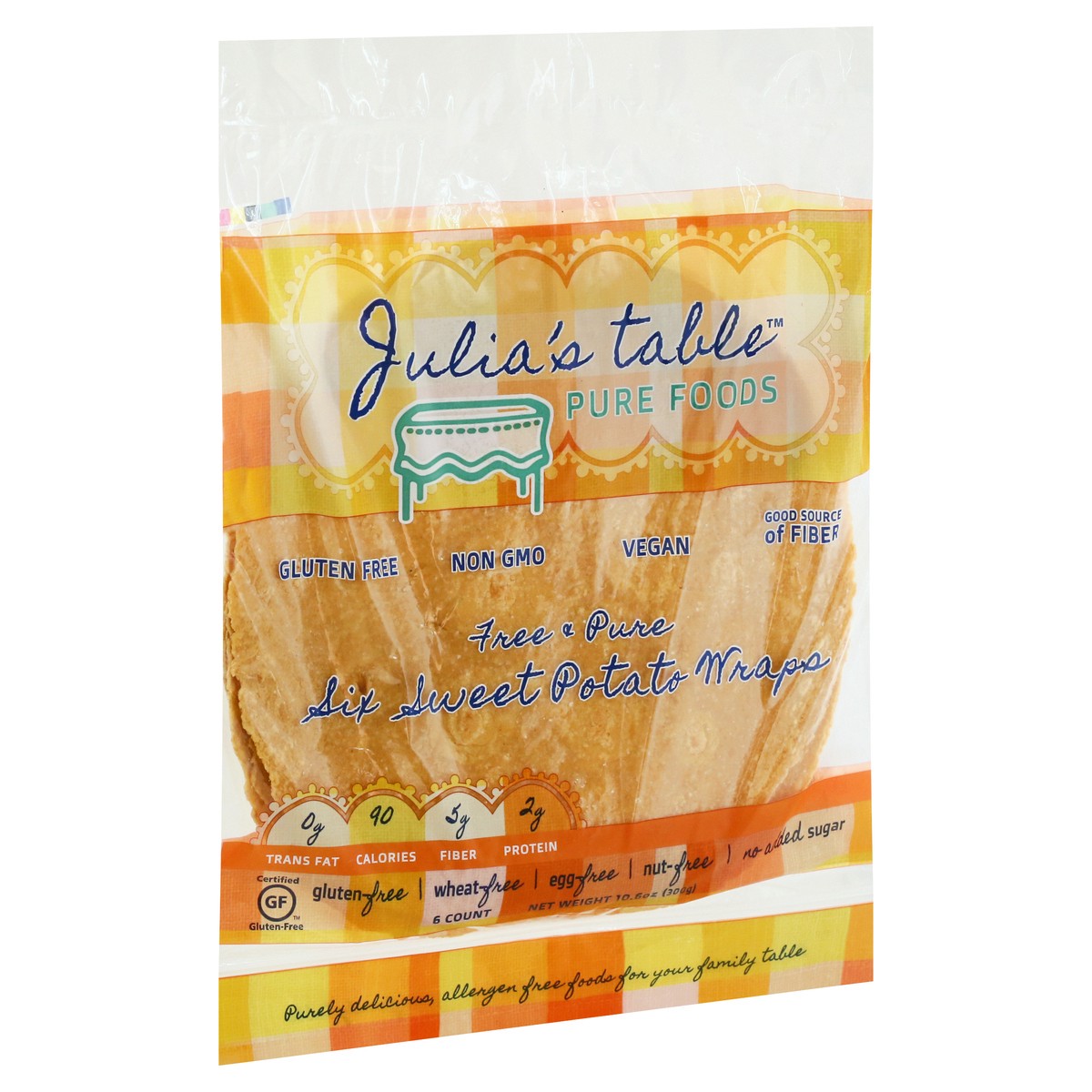 slide 9 of 12, Julia's Table Pure Foods Free & Pure Sweet Potato Wraps 6 ea, 10.6 oz