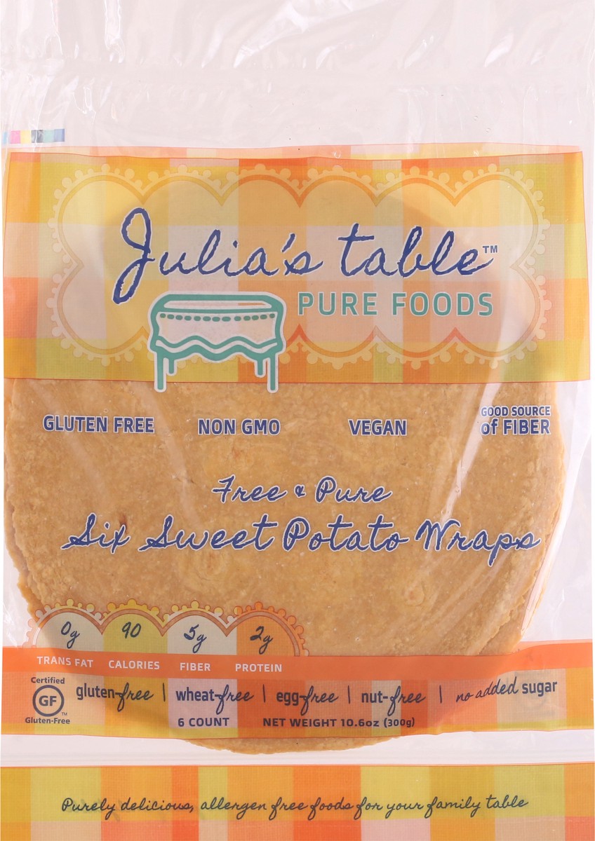 slide 10 of 12, Julia's Table Pure Foods Free & Pure Sweet Potato Wraps 6 ea, 10.6 oz