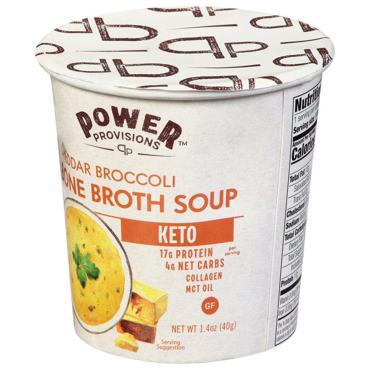 slide 3 of 11, Power Provisions Bone Broth Soup Cheddardar Broccoli, 1.4 oz