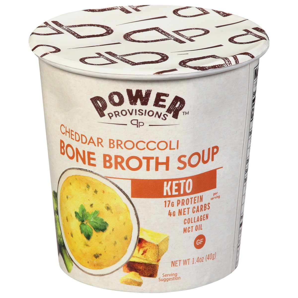 slide 11 of 11, Power Provisions Bone Broth Soup Cheddardar Broccoli, 1.4 oz