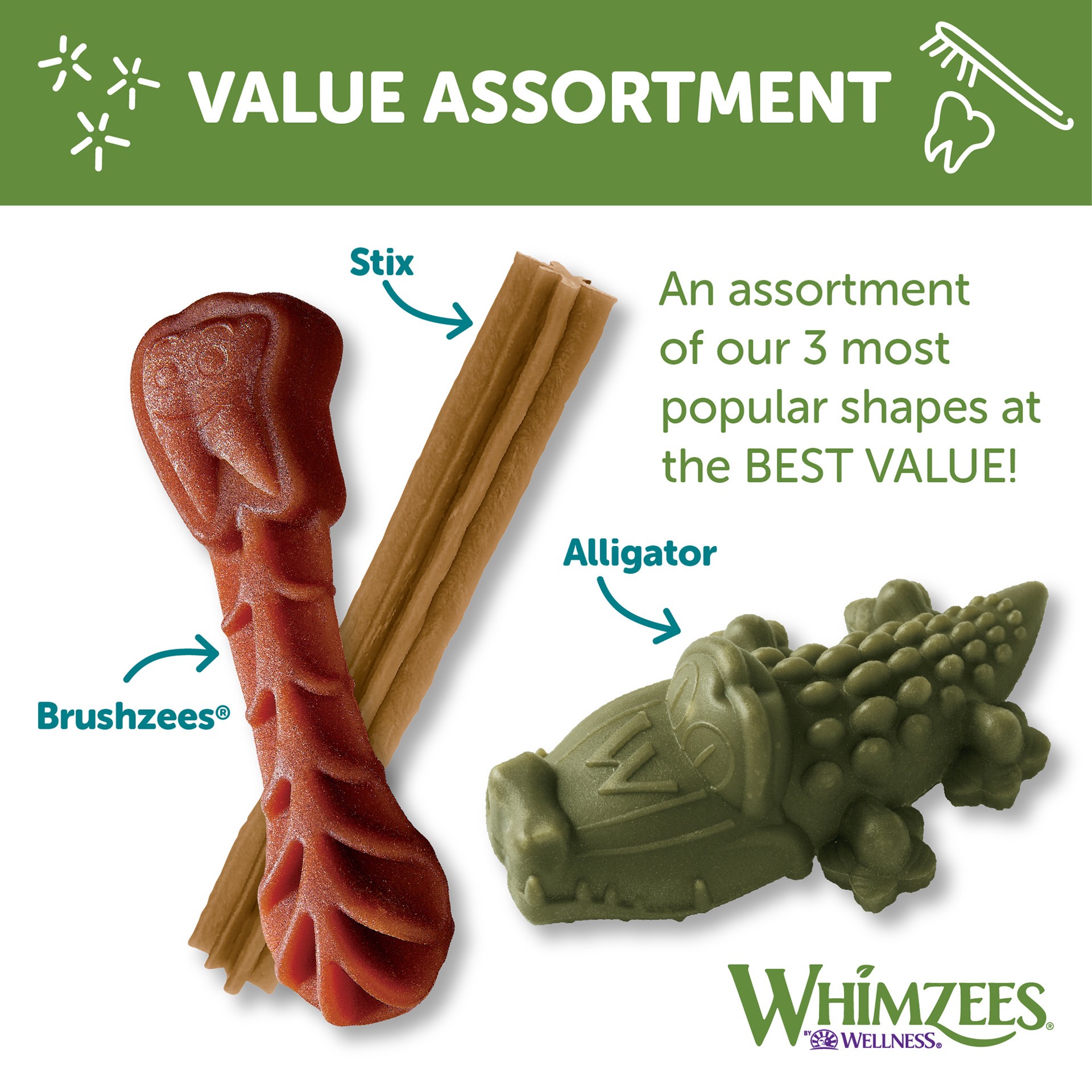 slide 4 of 5, WHIMZEES Wellness Value Box Dog Dental Treats, Natural Chews, Small Size, (89 Count), 1 ct