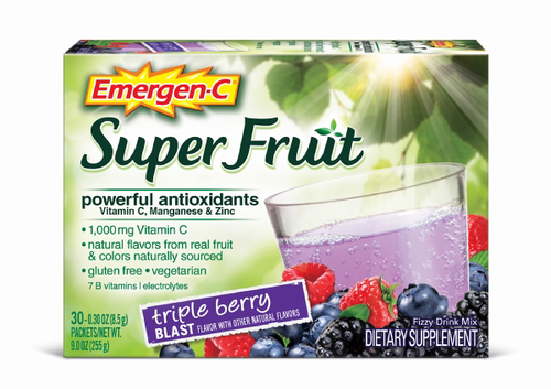 slide 1 of 1, Emergen-C Super Fruit Powerful Antioxidants, Triple Berry Blast, 30 ct; 0.3 oz