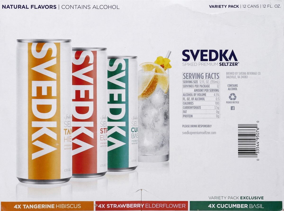 slide 6 of 6, SVEDKA Spiked Seltzer Flavored Malt Beverage, 12 ct; 12 fl oz