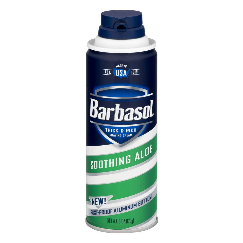 slide 1 of 1, Barbasol Thick & Rich Shaving Cream Soothing Aloe, 6 oz