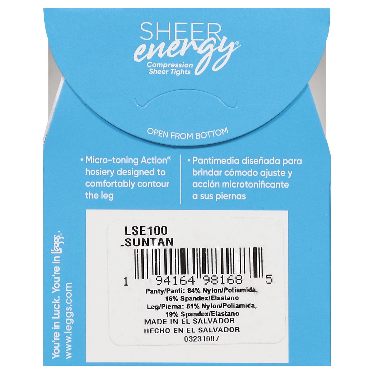 slide 11 of 12, L'eggs Sheer Energy Suntan Medium Support Leg Compression Sheer Tights B 1 ea, 1 ct