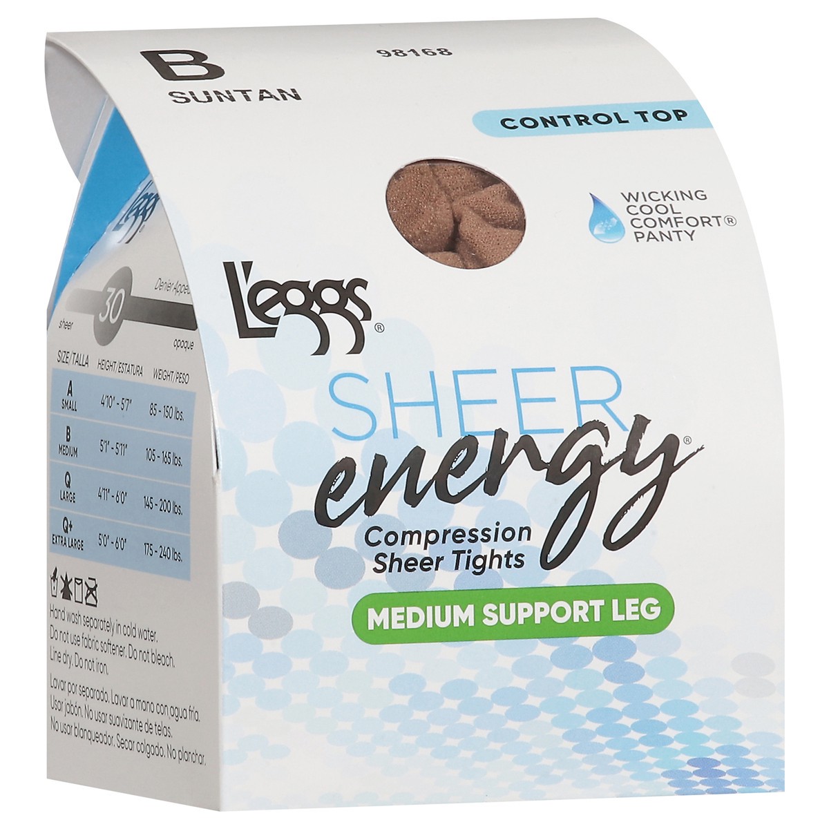 slide 3 of 12, L'eggs Sheer Energy Suntan Medium Support Leg Compression Sheer Tights B 1 ea, 1 ct