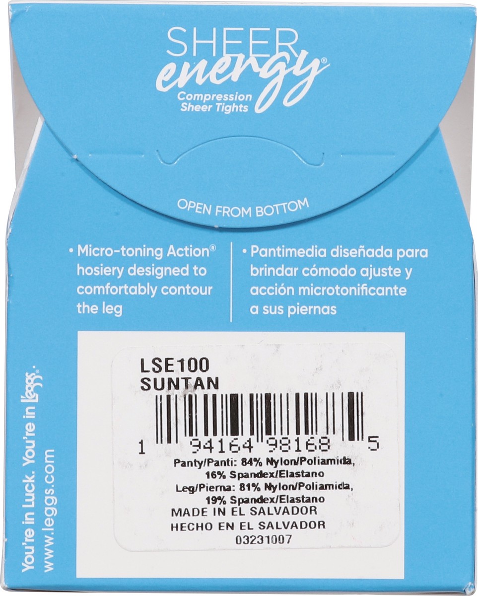 slide 9 of 12, L'eggs Sheer Energy Suntan Medium Support Leg Compression Sheer Tights B 1 ea, 1 ct