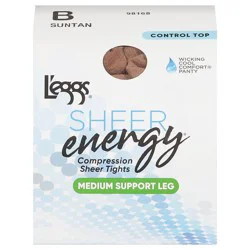 L'eggs Sheer Energy Suntan Medium Support Leg Compression Sheer Tights B 1 ea