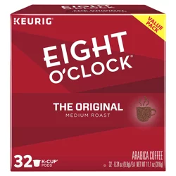 Eight O'Clock Coffee Eight O'Clock Value Pack K-Cup Pods Medium Roast Ground Coffee The Original - 32 Ct