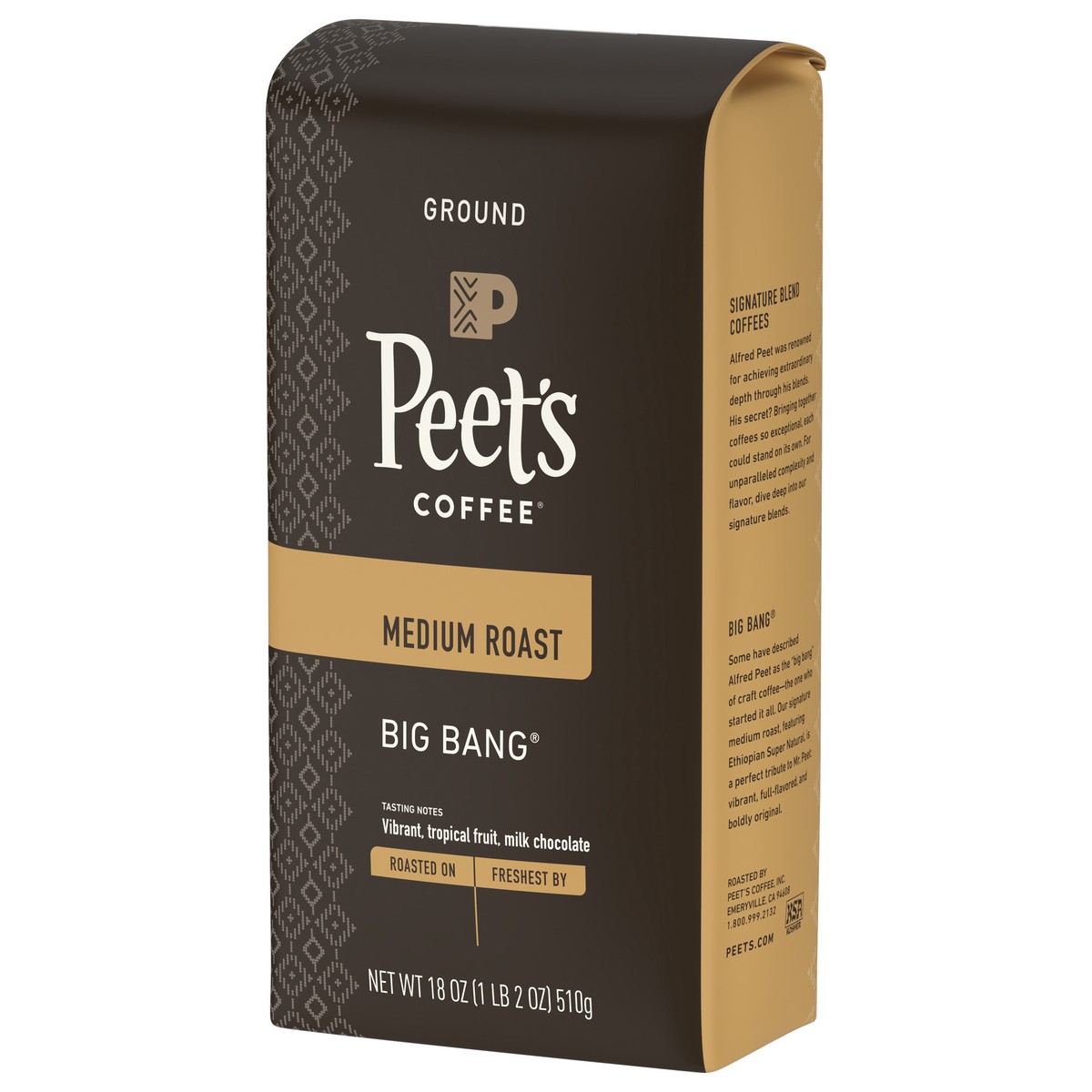 slide 7 of 9, Peet's Coffee Ground Medium Roast Big Bang Coffee 18 oz, 18 oz