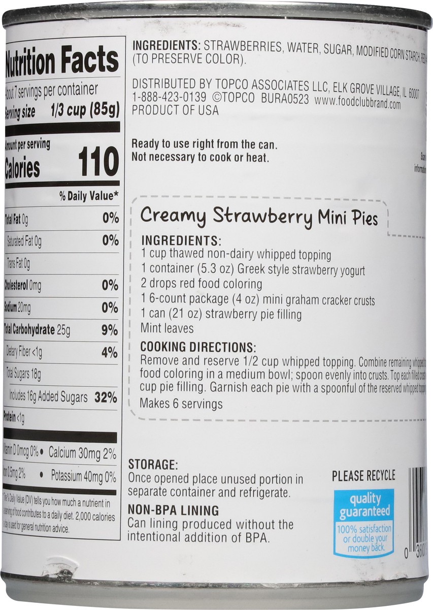 slide 15 of 15, Food Club Strawberry Pie Filling or Topping 21 oz, 21 oz