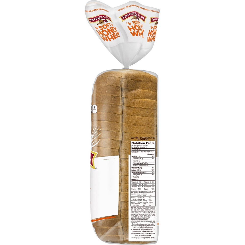 slide 3 of 6, Pepperidge Farm Bread, Soft, Honey Wheat, 20 oz