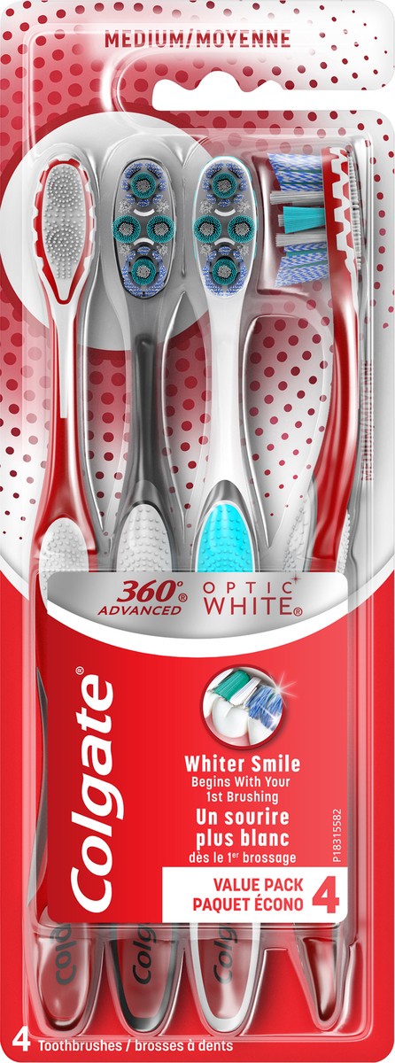 slide 2 of 7, Colgate 360 Advanced Optic White, 4pk, Medium, 4 ct