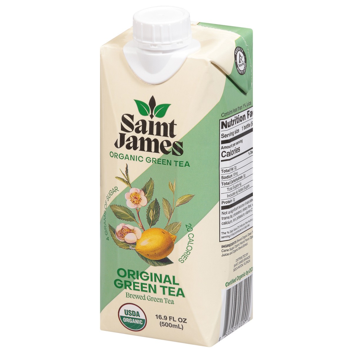 slide 3 of 14, Saint James Low Sugar Organic Brewed Original Green Tea 16 fl oz, 16 fl oz