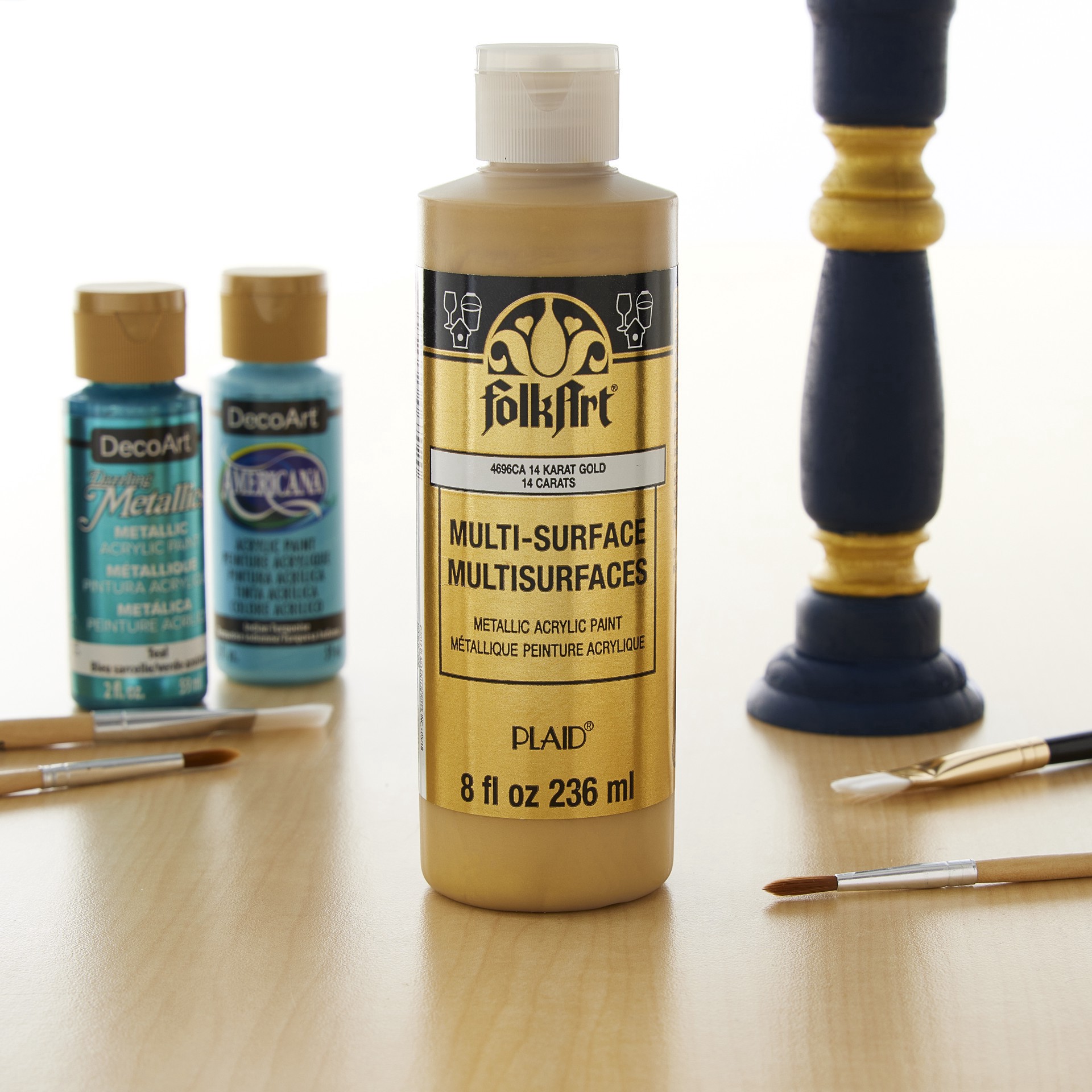 slide 2 of 4, Folkart Multi-Surface Metallic Acrylic Paint, 8oz., 8 oz