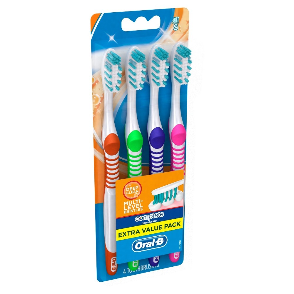slide 3 of 5, Oral-B Complete Deep Clean Soft Bristle Manual Toothbrush, 4 ct