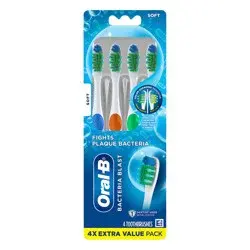 Oral-B Bacteria Blast 4X Extra Value Pack Soft Toothbrushes 4 ea