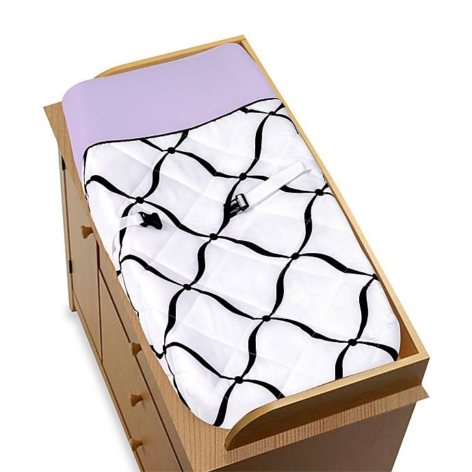 slide 1 of 1, Sweet Jojo Designs Princess Changing Pad - Black/White/Purple, 1 ct