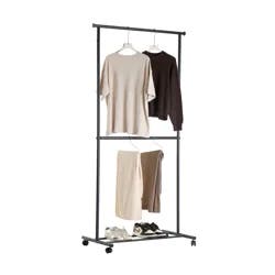 2-Rod Rolling Garment Rack Gray