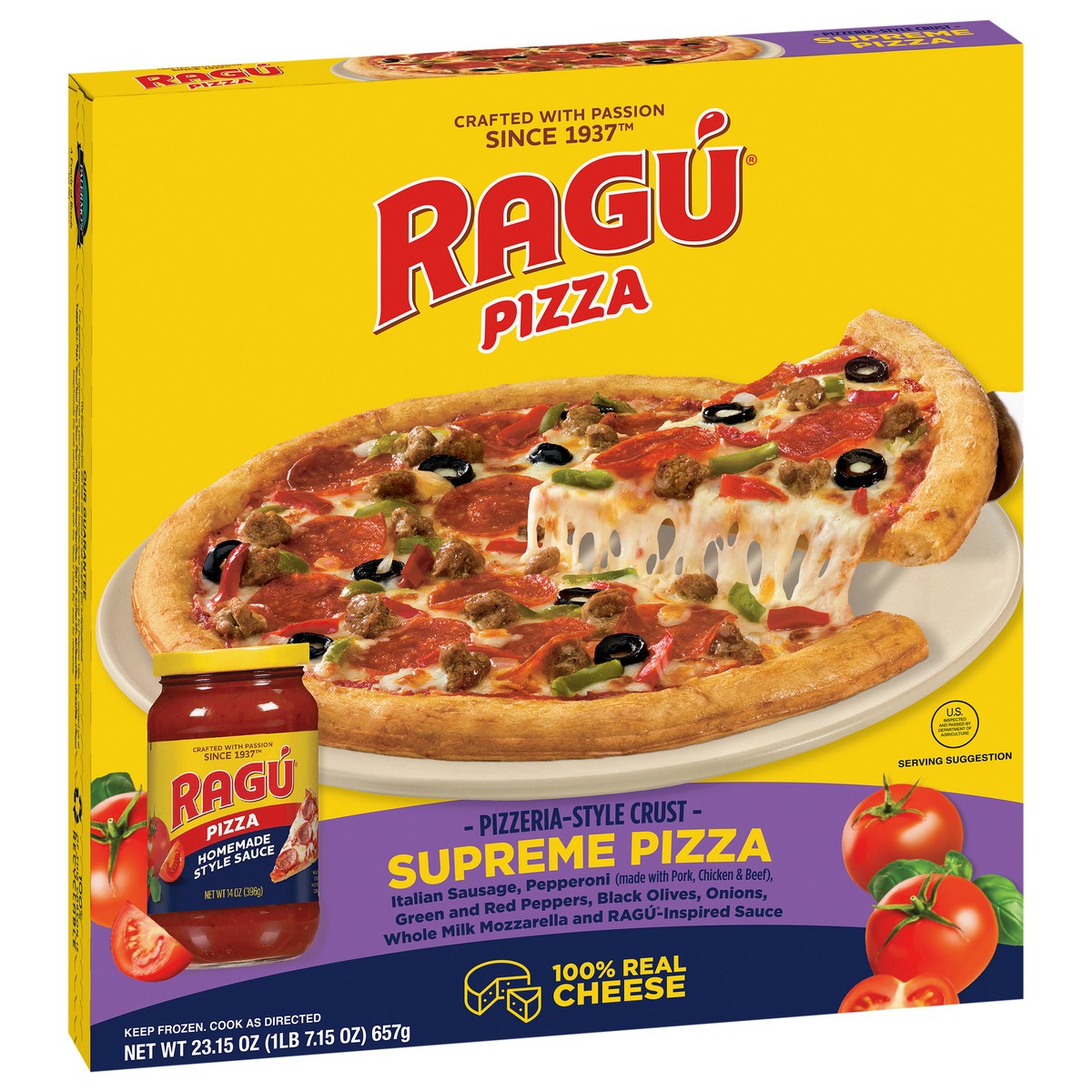 slide 10 of 13, Ragu Pizzeria-Style Crust Supreme Pizza 23.15 oz, 23.15 oz