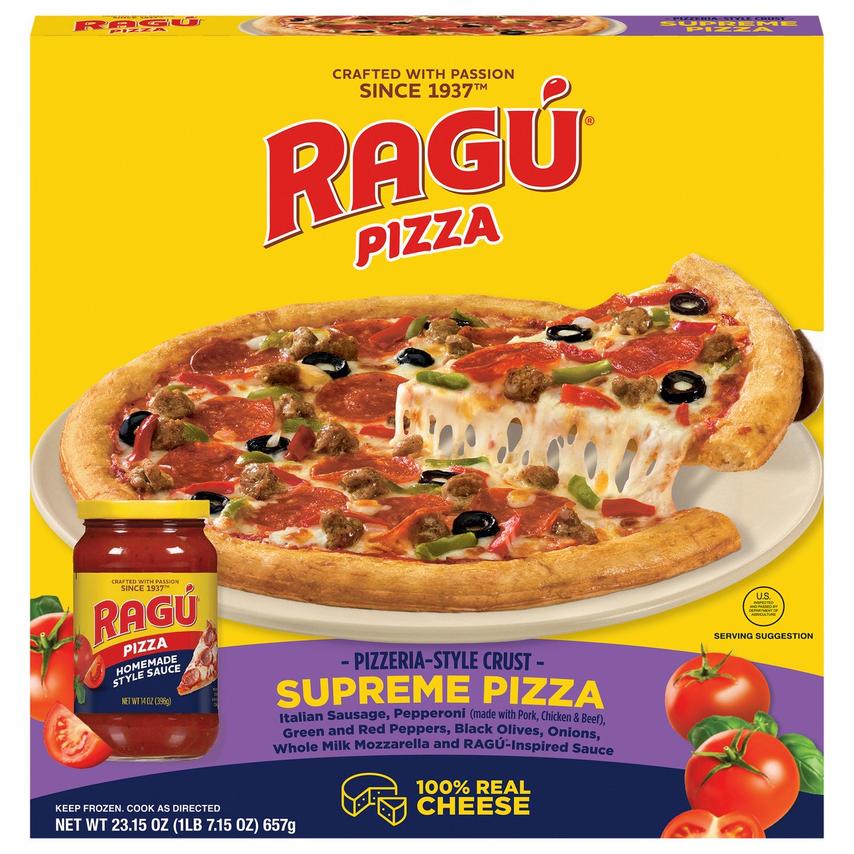 slide 1 of 13, Ragu Pizzeria-Style Crust Supreme Pizza 23.15 oz, 23.15 oz