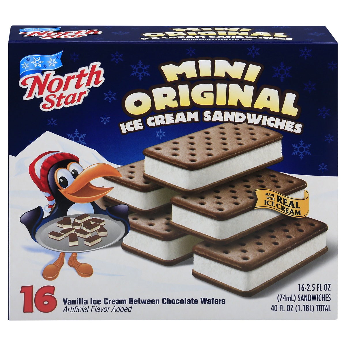 slide 1 of 1, North Star Mini Ice Cream Sandwiches, 16 ct