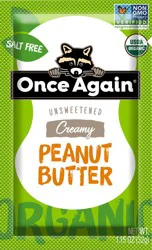 Once Again Organic Unsweetened Creamy Peanut Butter - 1.15 oz