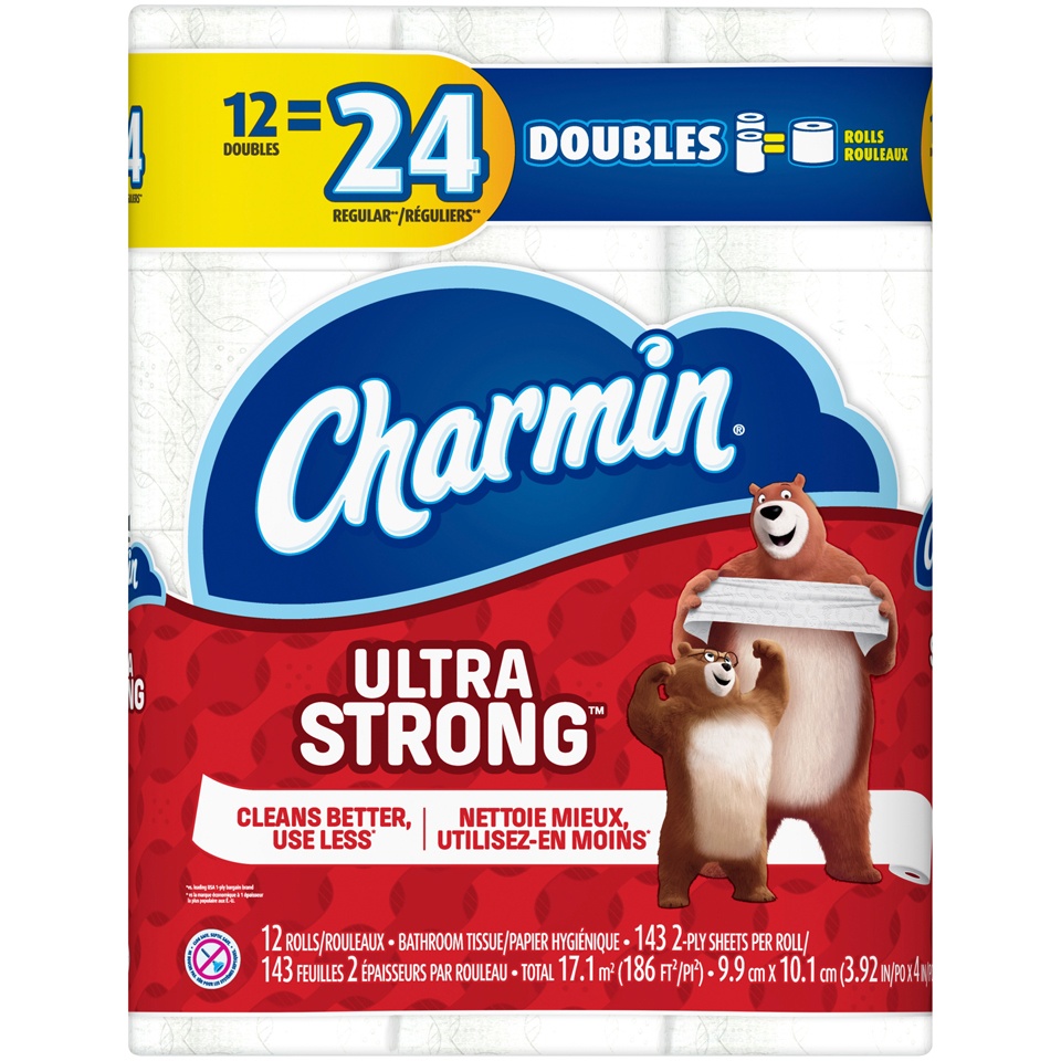 slide 2 of 4, Charmin Strong 12 Double Roll Bath Tissue, 1716 ct