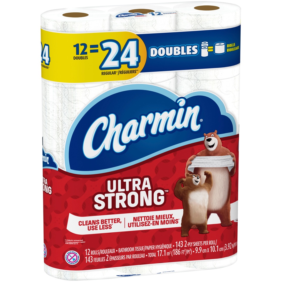 slide 4 of 4, Charmin Strong 12 Double Roll Bath Tissue, 1716 ct