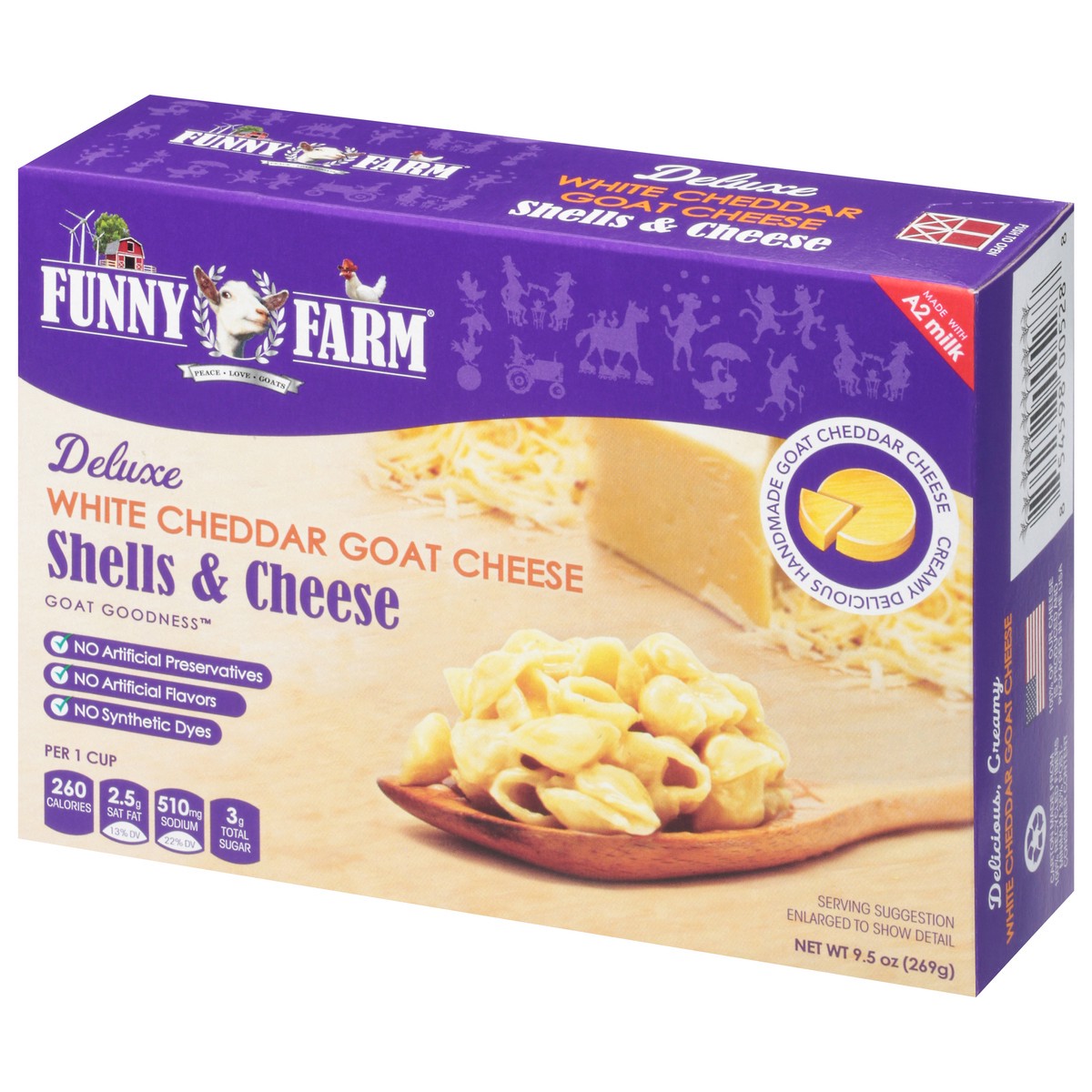 slide 10 of 12, Funny Farm White Cheddar Goat Cheese Shells & Cheese 9.5 oz, 9.5 oz