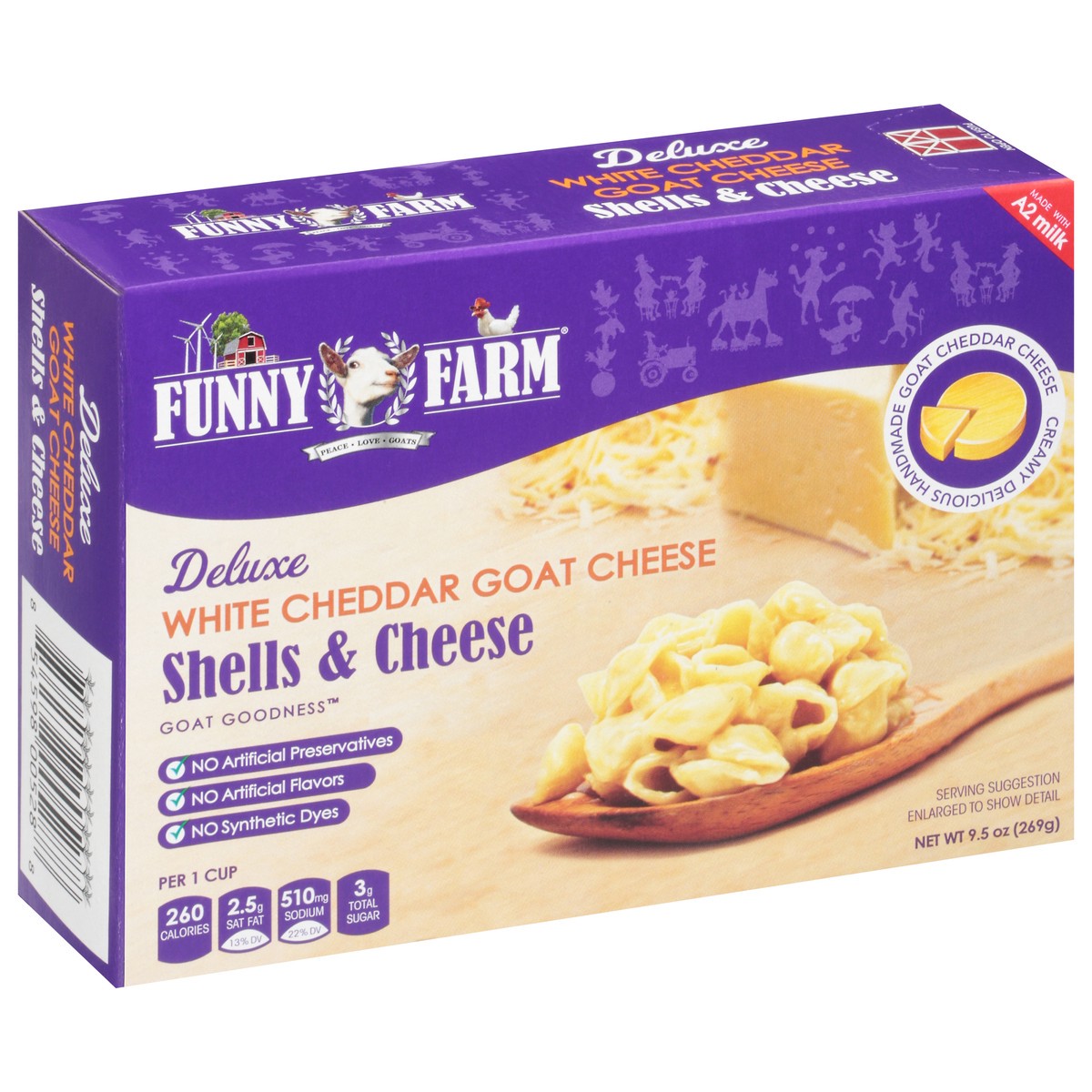 slide 4 of 12, Funny Farm White Cheddar Goat Cheese Shells & Cheese 9.5 oz, 9.5 oz