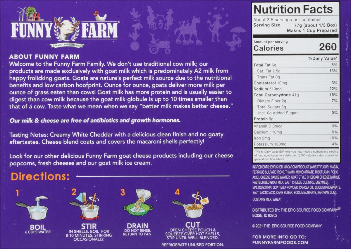 slide 6 of 12, Funny Farm White Cheddar Goat Cheese Shells & Cheese 9.5 oz, 9.5 oz