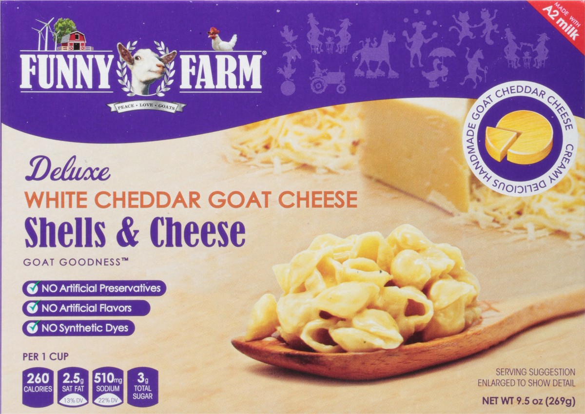 slide 3 of 12, Funny Farm White Cheddar Goat Cheese Shells & Cheese 9.5 oz, 9.5 oz