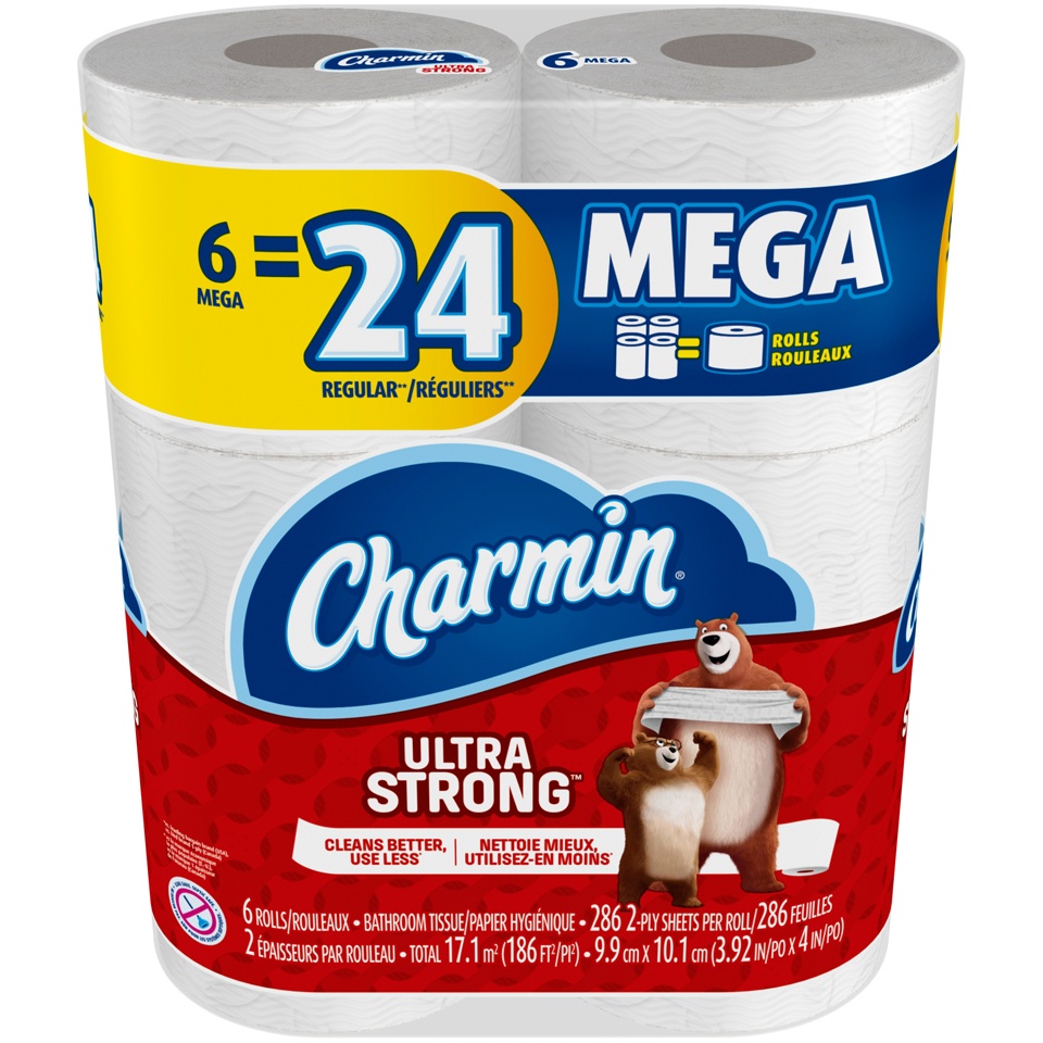 slide 2 of 4, Charmin Ultra Strong Mega Roll Toilet Paper, 6 ct