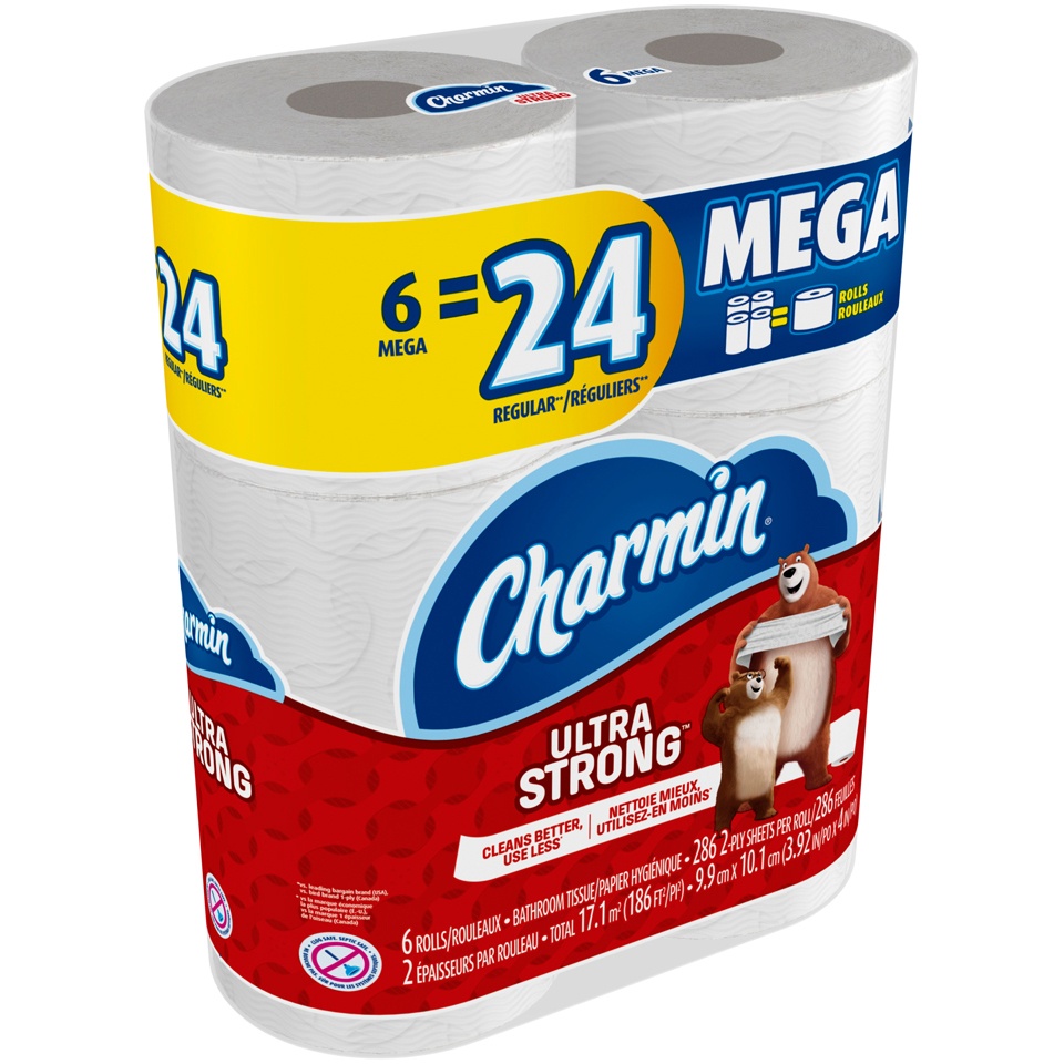 slide 3 of 4, Charmin Ultra Strong Mega Roll Toilet Paper, 6 ct