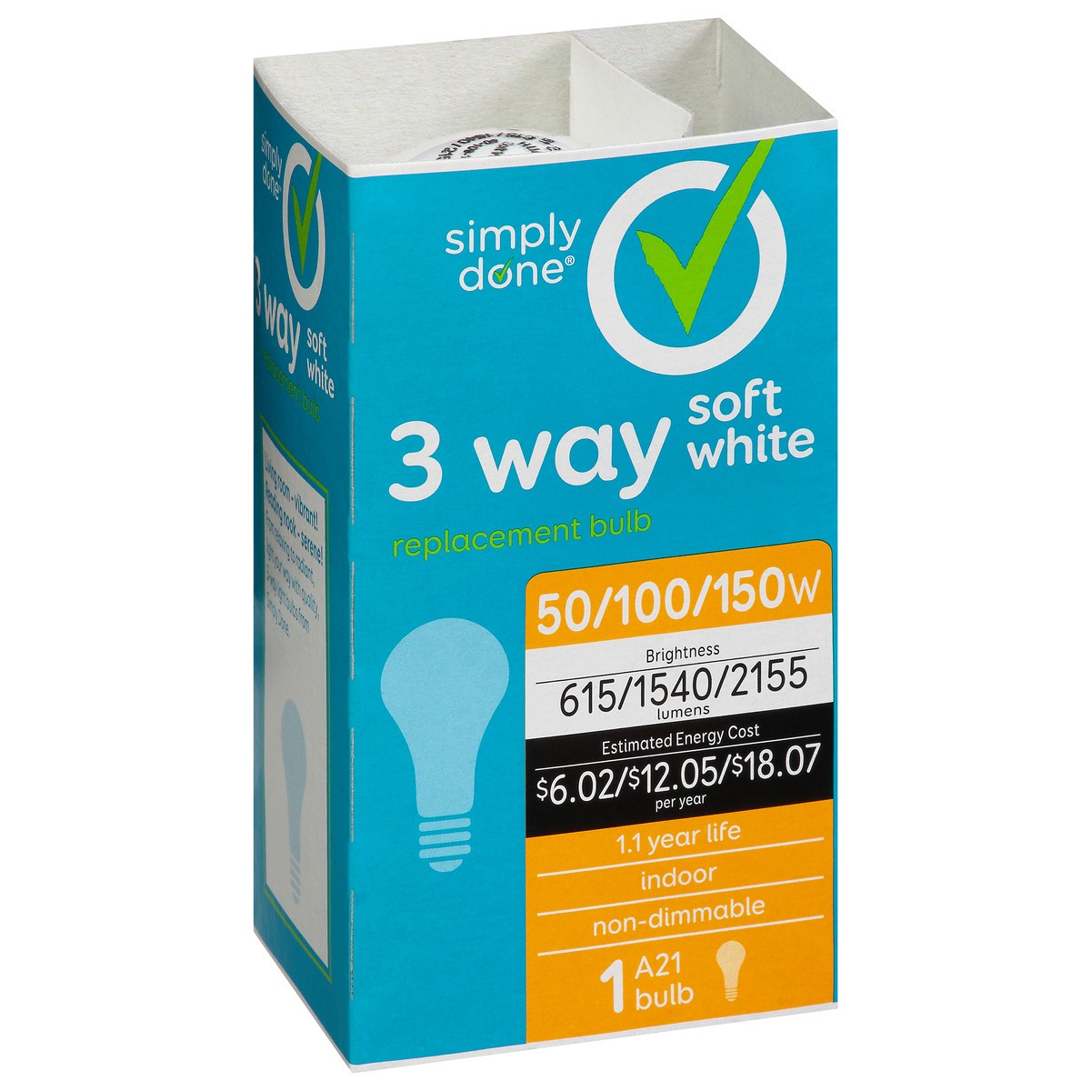 slide 5 of 9, Simply Done 50/100/150 Watts Soft White 3 Way Light Bulb 1 ea, 1 ea