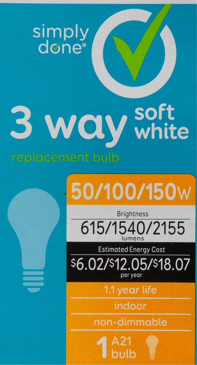 slide 3 of 9, Simply Done 50/100/150 Watts Soft White 3 Way Light Bulb 1 ea, 1 ea