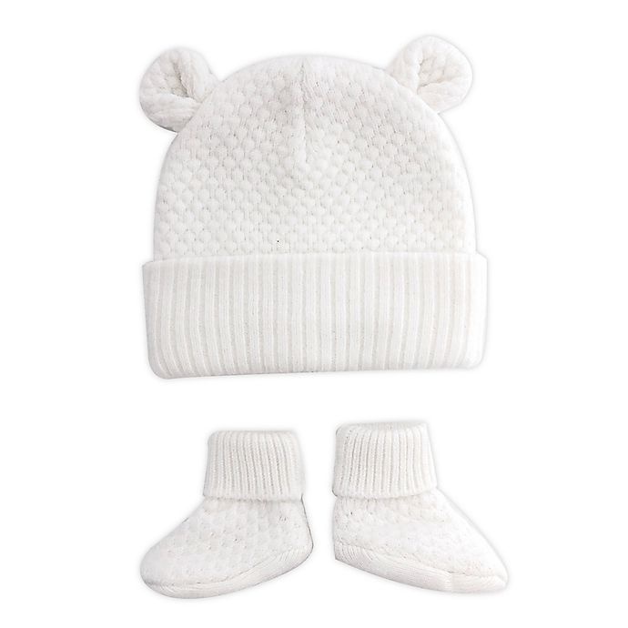 slide 1 of 1, NYGB Newborn Bear Hat and Bootie Set - Ivory, 2 ct