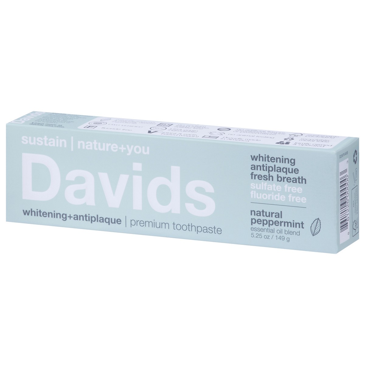 slide 2 of 9, David's Antiplaque Whitening Premium Natural Peppermint Toothpaste 5.25 oz, 5.25 oz