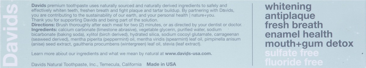 slide 4 of 9, David's Antiplaque Whitening Premium Natural Peppermint Toothpaste 5.25 oz, 5.25 oz