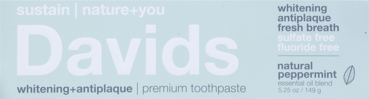 slide 8 of 9, David's Antiplaque Whitening Premium Natural Peppermint Toothpaste 5.25 oz, 5.25 oz