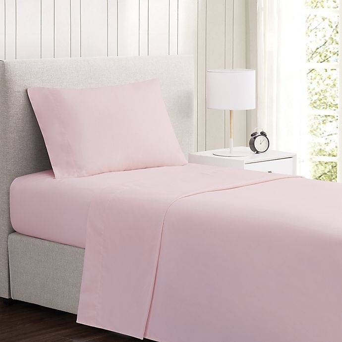 slide 2 of 4, Simply Essential Truly Soft Microfiber Twin Solid Sheet Set - Rosewater, 1 ct