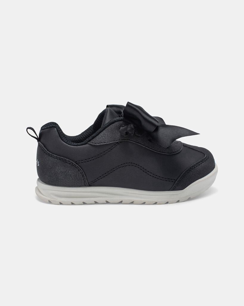 slide 3 of 6, Carter's Toddler Girl Bow Slip-On Sneakers - Black Black 8, 1 ct